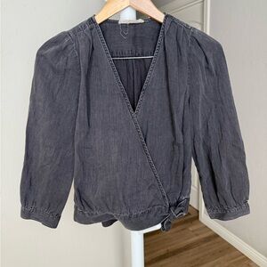 Charcoal Wrap Blouse
